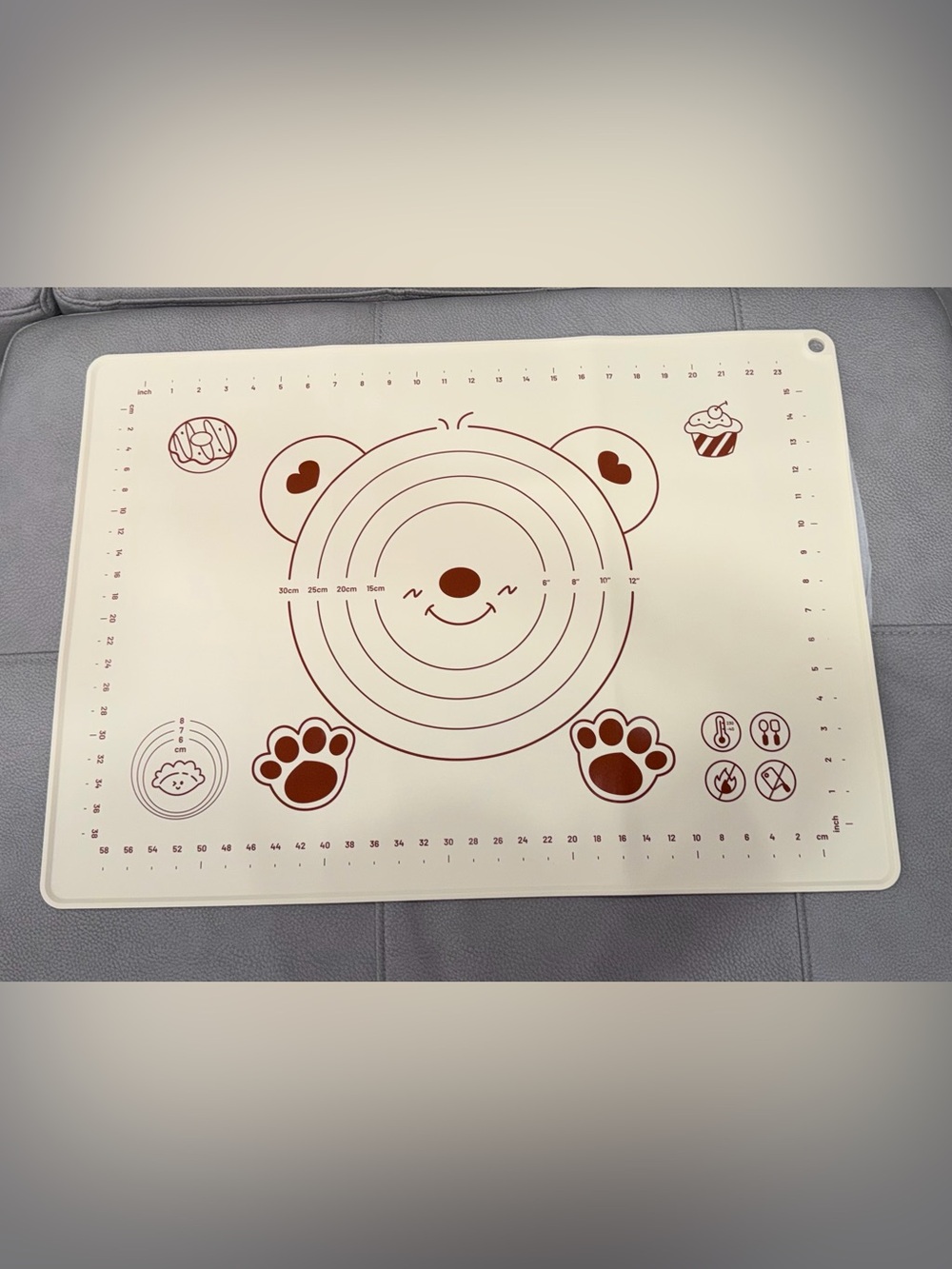 Kids Silicone Baking Mat with Bear Design - Cream/Brown